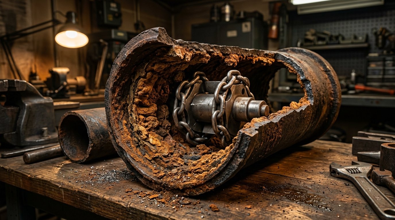Commercial Cast Iron Sewer Channel Rot & Hydrogen Sulfide Crown Corrosion: Picote Carbide Milling & CIPP Structural Lining